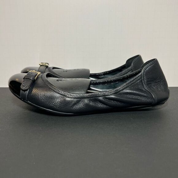 Womens COLE HAAN Classic Black Leather Slip On Flats / Size 7 Medium - Picture 3 of 8